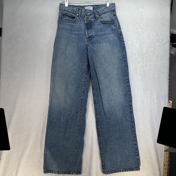 ReVice High Rise Jeans Crossover Waist Wide Leg Women’s Sz 27 Acid Wash Y2k - Picture 1 of 13